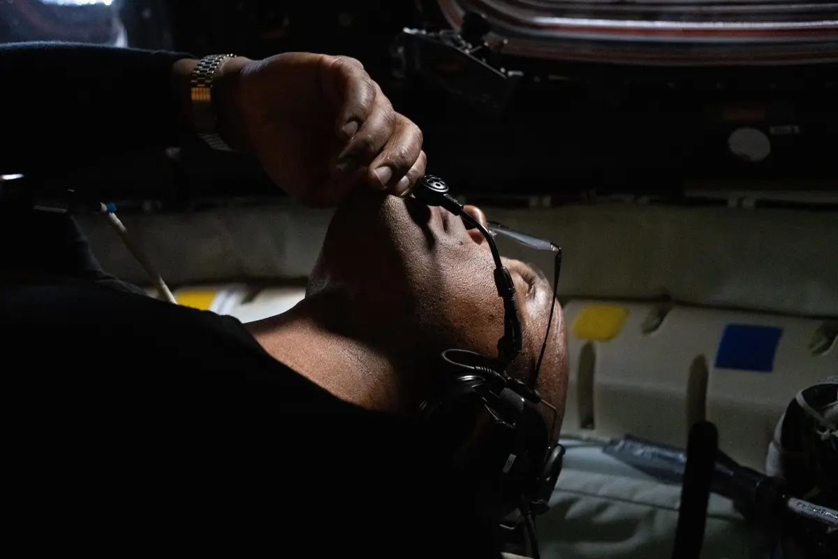 Orion during the powered flyby maneuver